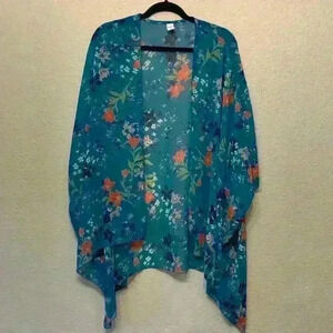 Blue floral CY Fashion sz S boho festival concert lightweight summer flowy